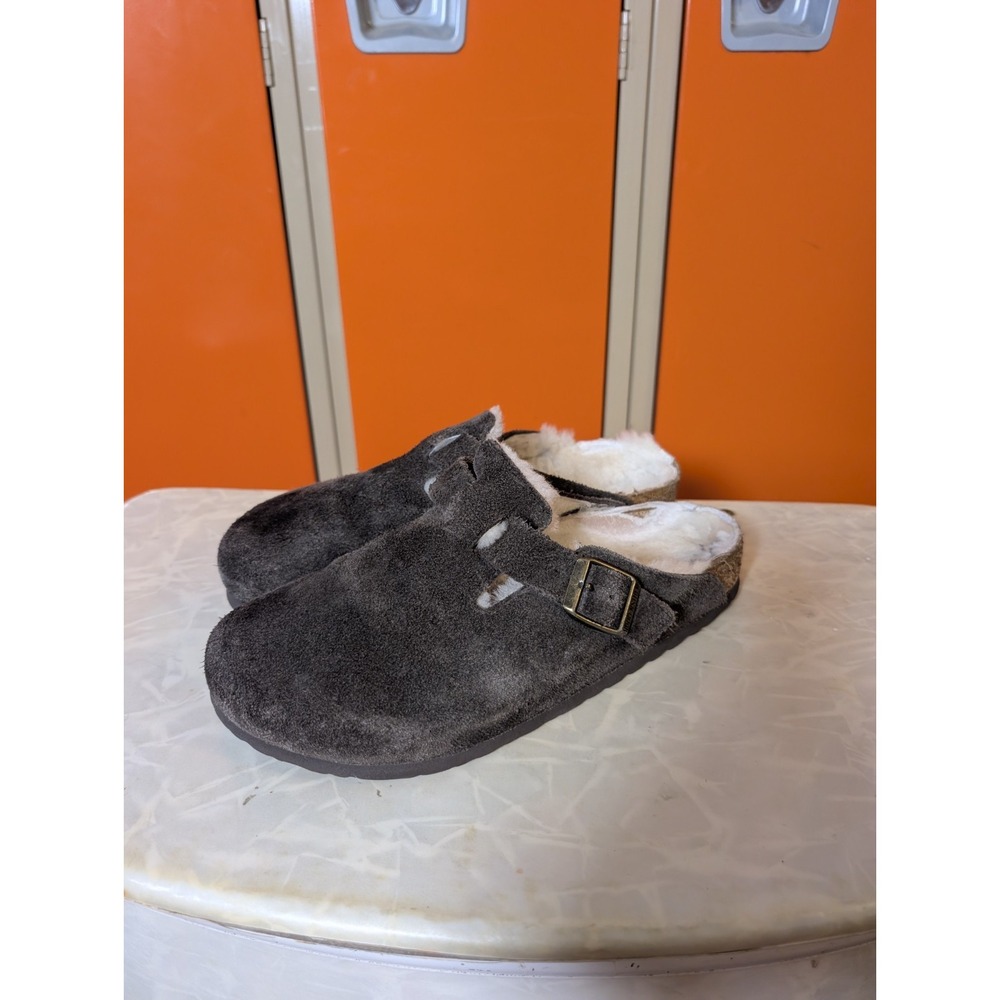 Birkenstock Boston Shearling Lined Clogs Mink Suede Dark Gray Mocha 40 260 L9 M7